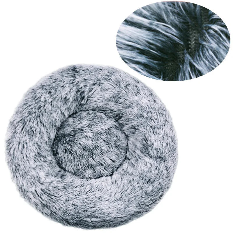 Plush Round Pet Bed - Self-Warming Donut Cuddler for Dogs & Cats