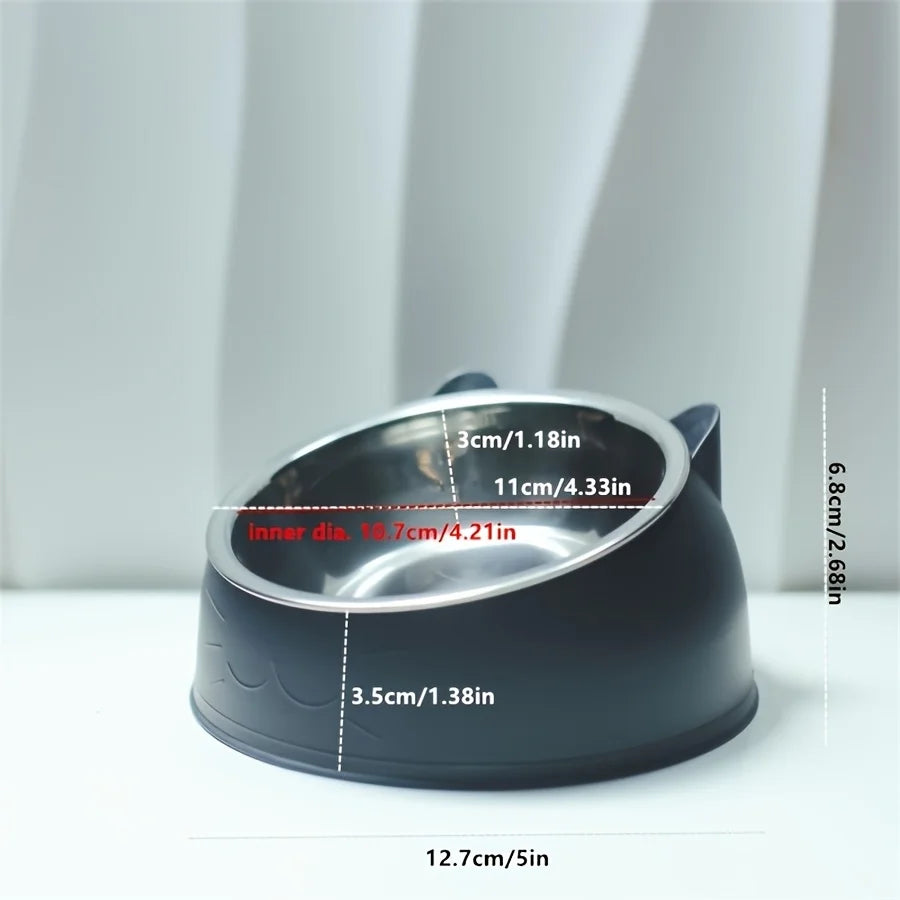 Elevated Tilted Stainless Steel Cat Food & Water Bowl