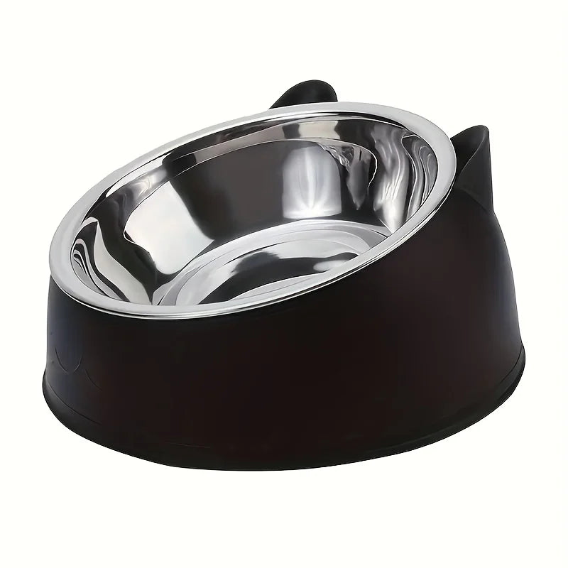 Elevated Tilted Stainless Steel Cat Food & Water Bowl