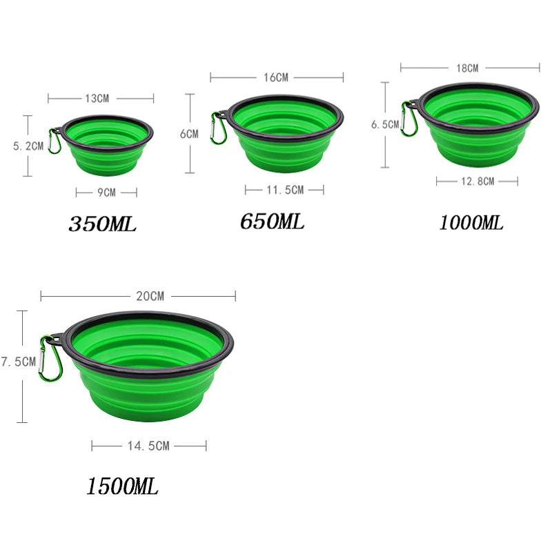 Collapsible Silicone Pet Travel Bowl with Carabiner