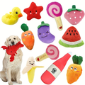 10-Piece Plush Fruit & Vegetable Dog Toy Bundle