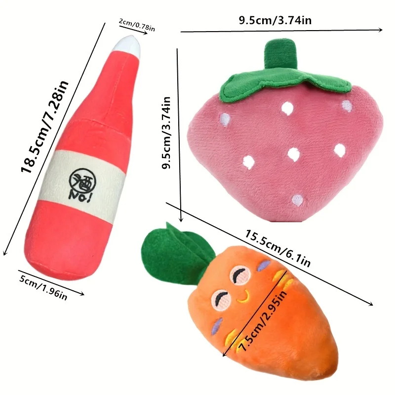 10-Piece Plush Fruit & Vegetable Dog Toy Bundle