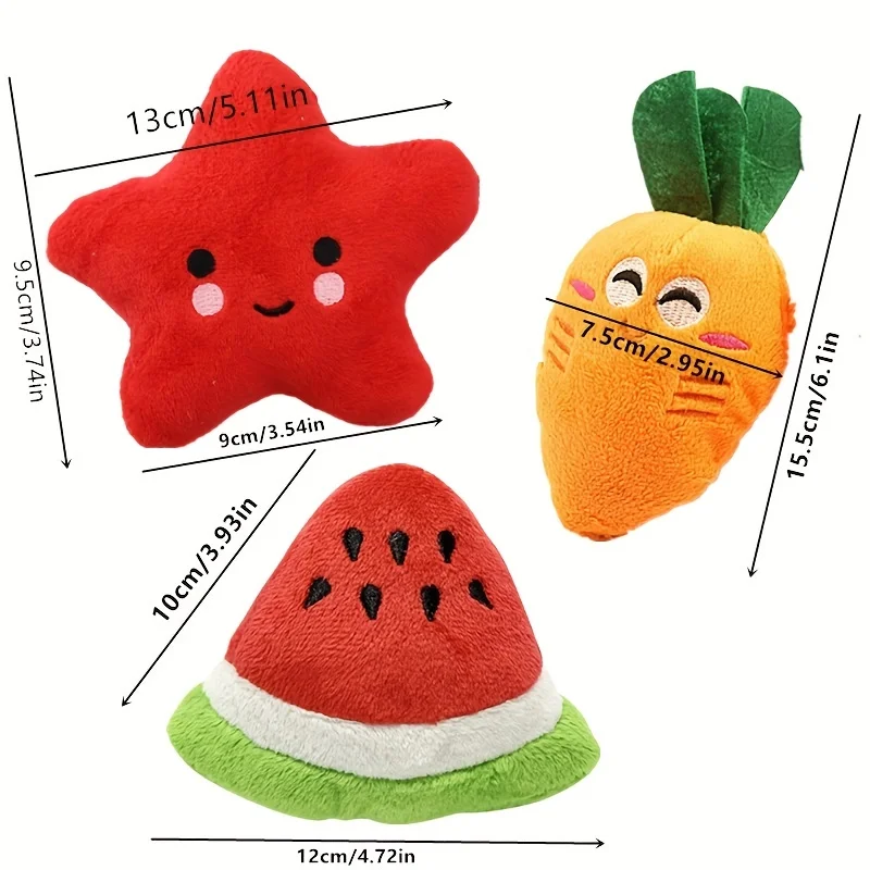 10-Piece Plush Fruit & Vegetable Dog Toy Bundle