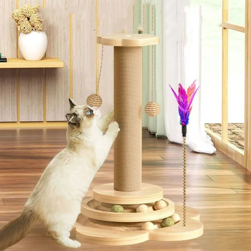 2-in-1 Cat Scratching Post & Play Turntable