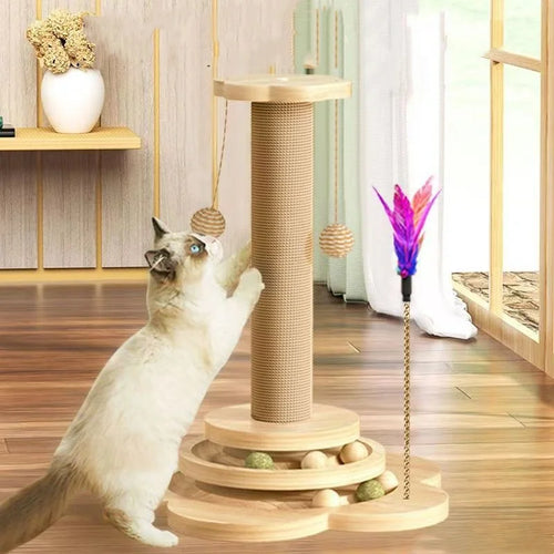 2-in-1 Cat Scratching Post & Play Turntable