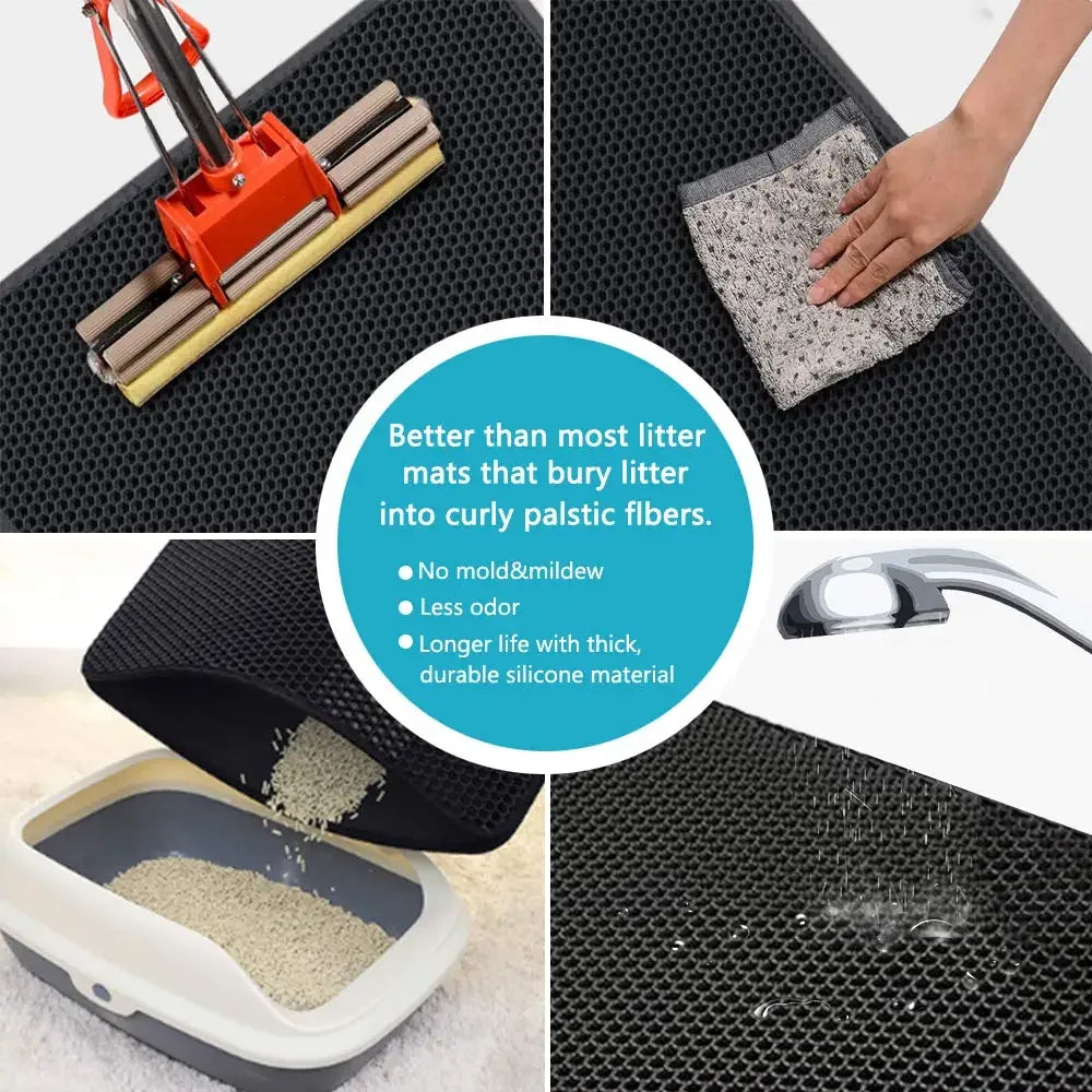 The Ultimate Litter Trapping Mat: Double-Layer Waterproof Protection for Cats