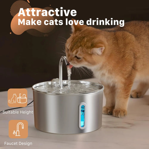 2.2L Stainless Steel Automatic Cat Water Fountain