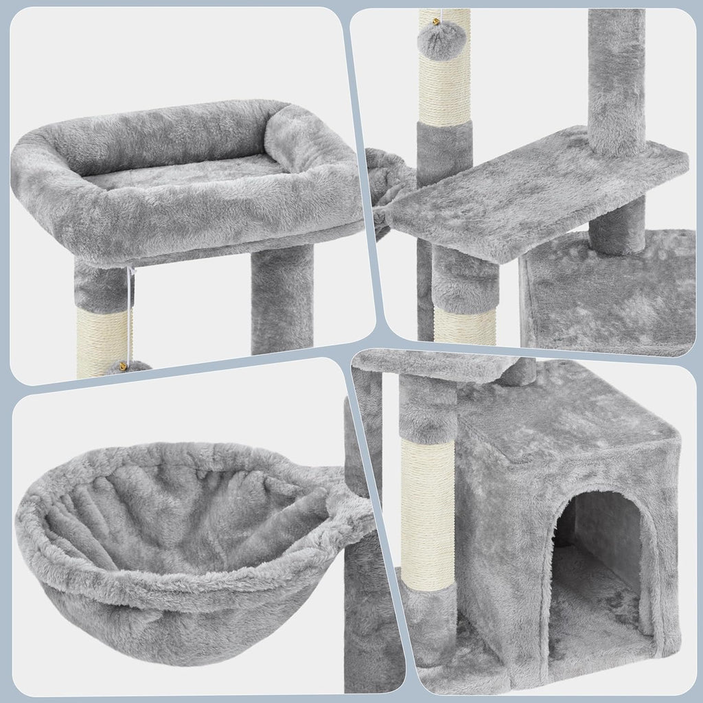 The Modern Minimalist: 34" Modern Cat Tower – Plush Condo, Perch & Nap Basket