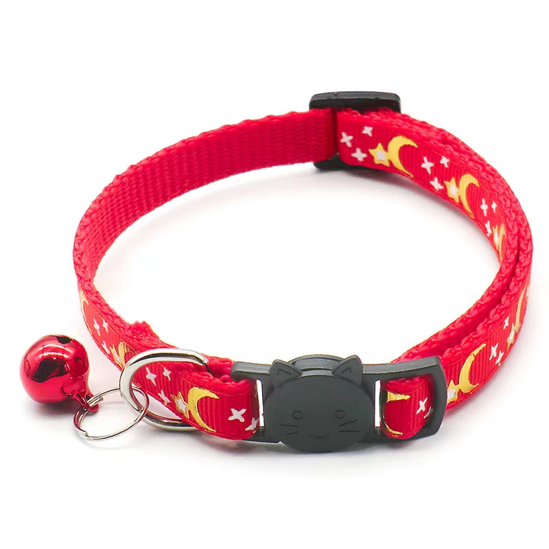 Gold Stars & Moon Adjustable Cat Collar