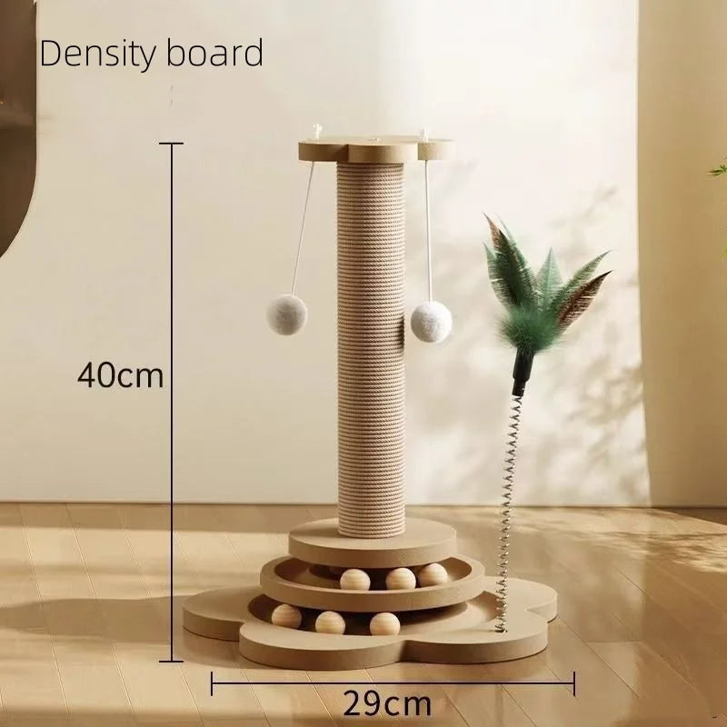2-in-1 Cat Scratching Post & Play Turntable