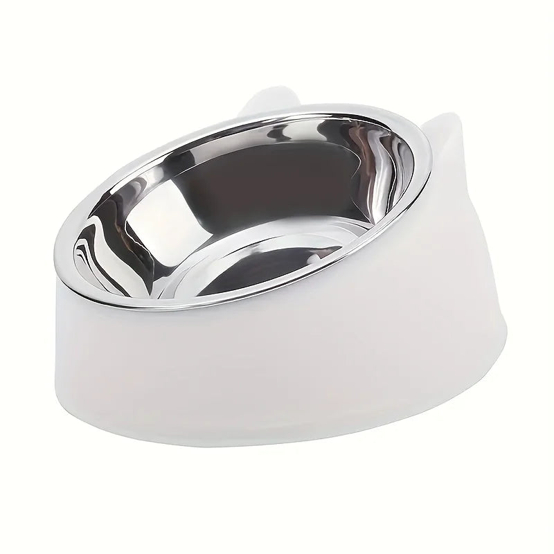 Elevated Tilted Stainless Steel Cat Food & Water Bowl