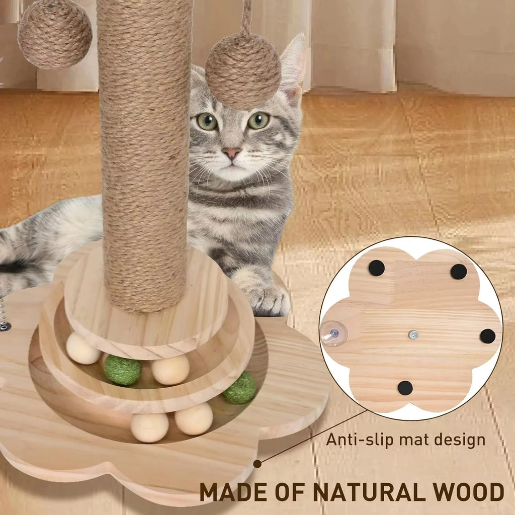 2-in-1 Cat Scratching Post & Play Turntable