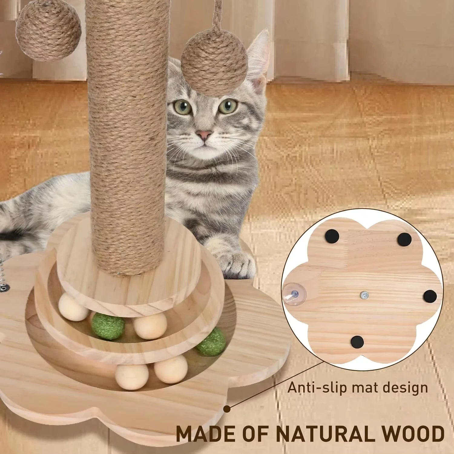 2-in-1 Cat Scratching Post & Play Turntable