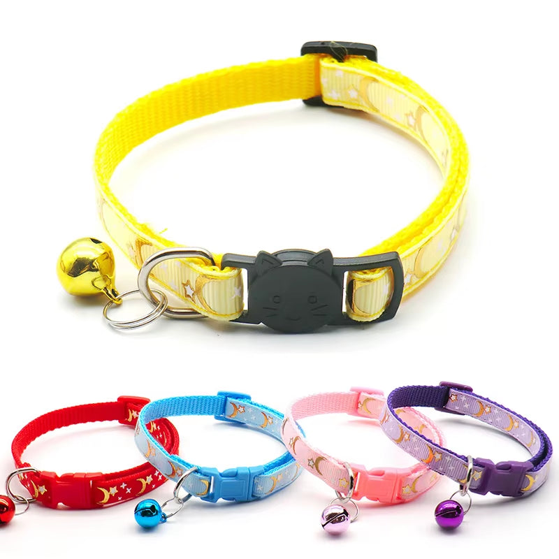 Gold Stars & Moon Adjustable Cat Collar