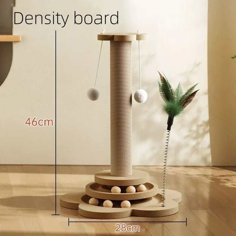 2-in-1 Cat Scratching Post & Play Turntable