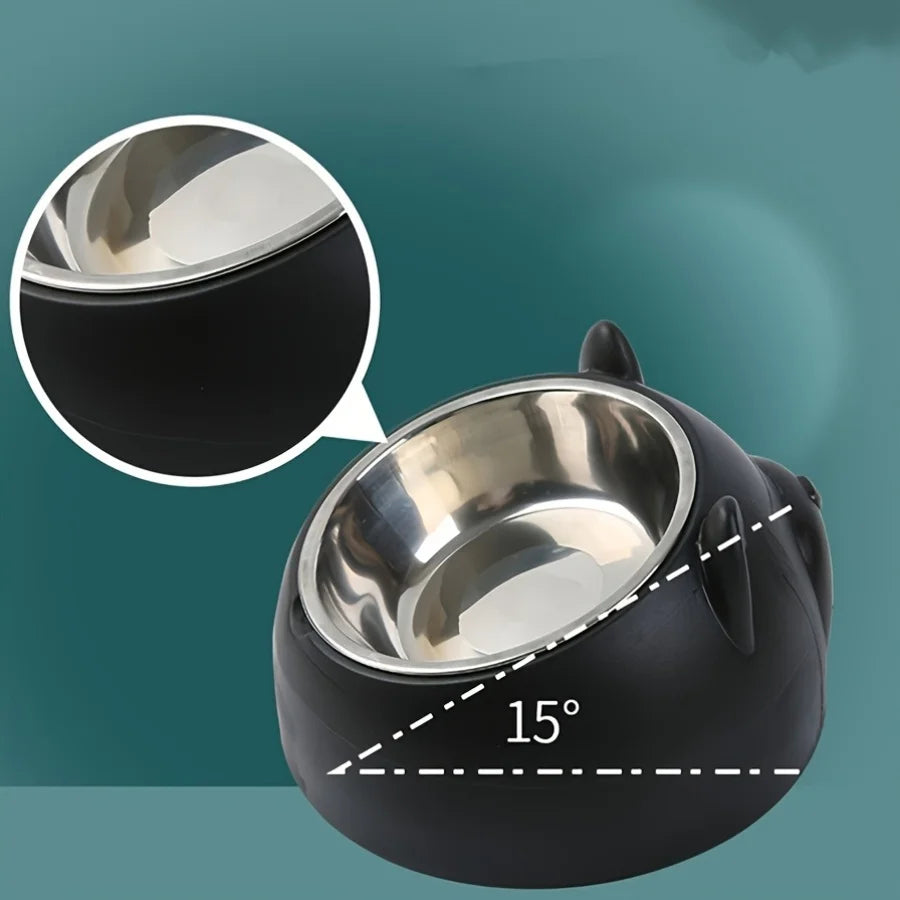 Elevated Tilted Stainless Steel Cat Food & Water Bowl
