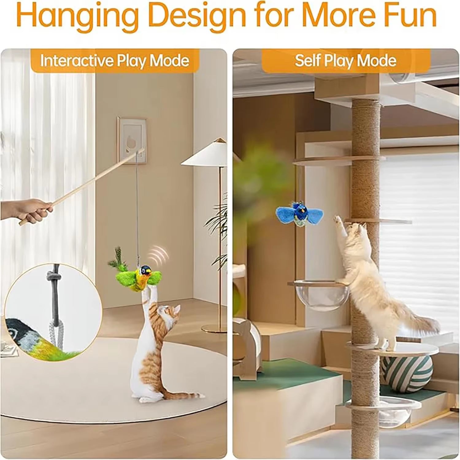 The Playful Predator: Interactive Hanging Bird Cat Toy