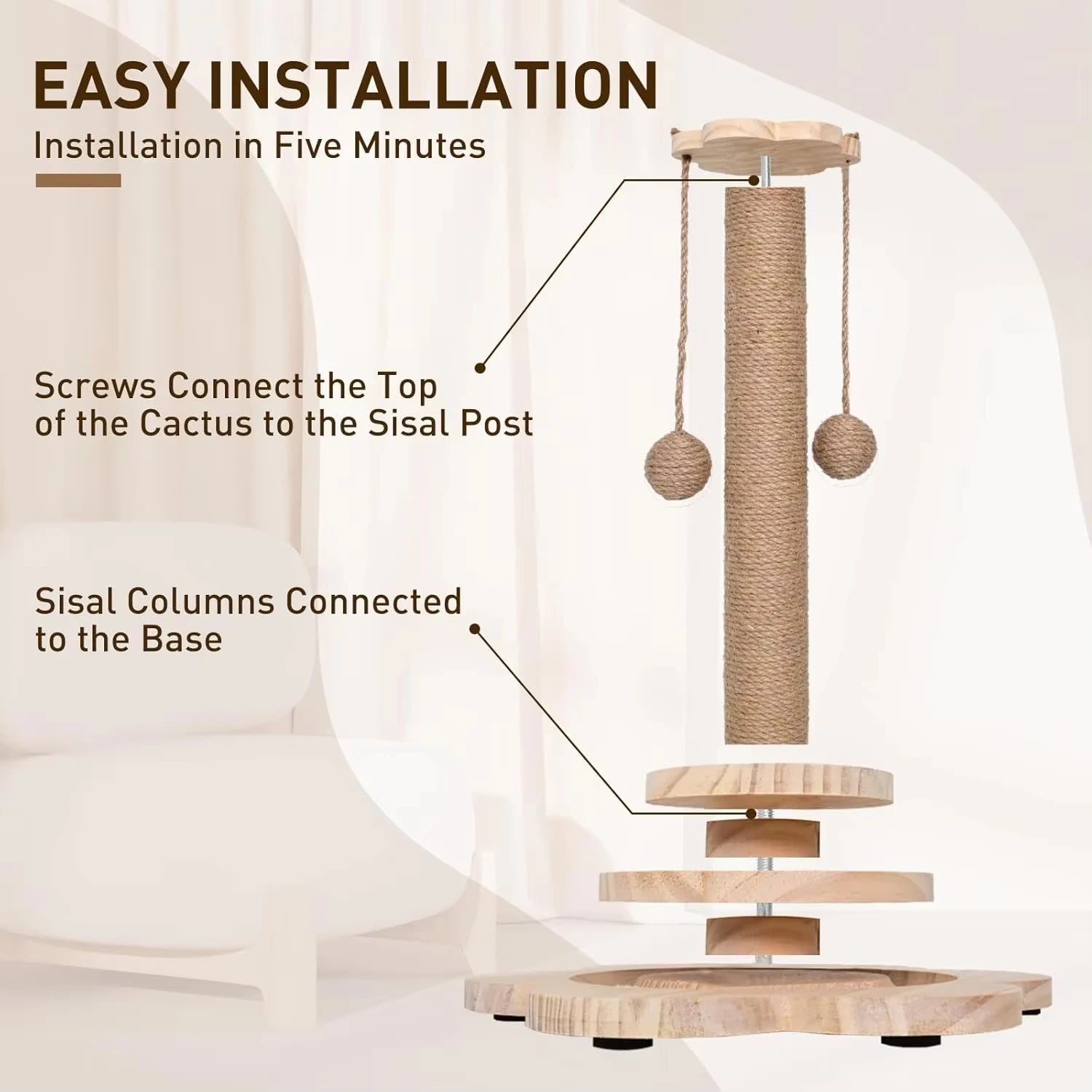 2-in-1 Cat Scratching Post & Play Turntable