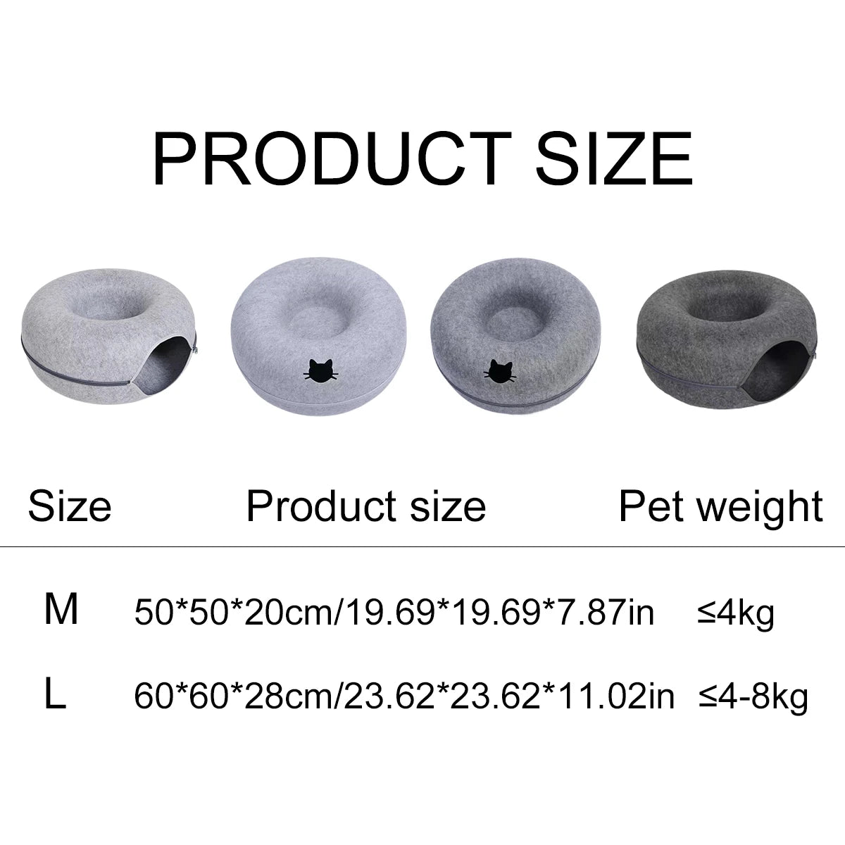 2-in-1 Felt Cat Tunnel & Donut Bed