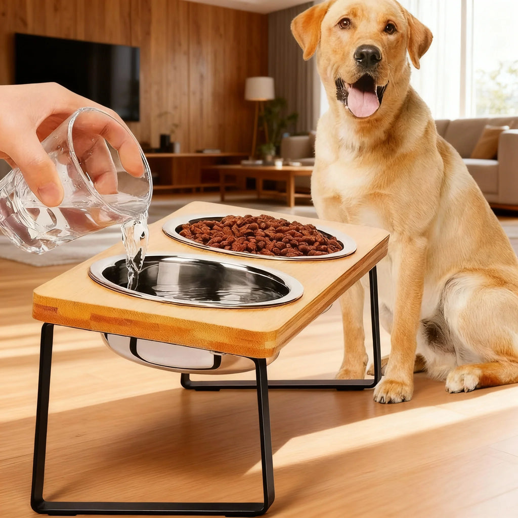 Elevated Wooden Pet Bowl Stand