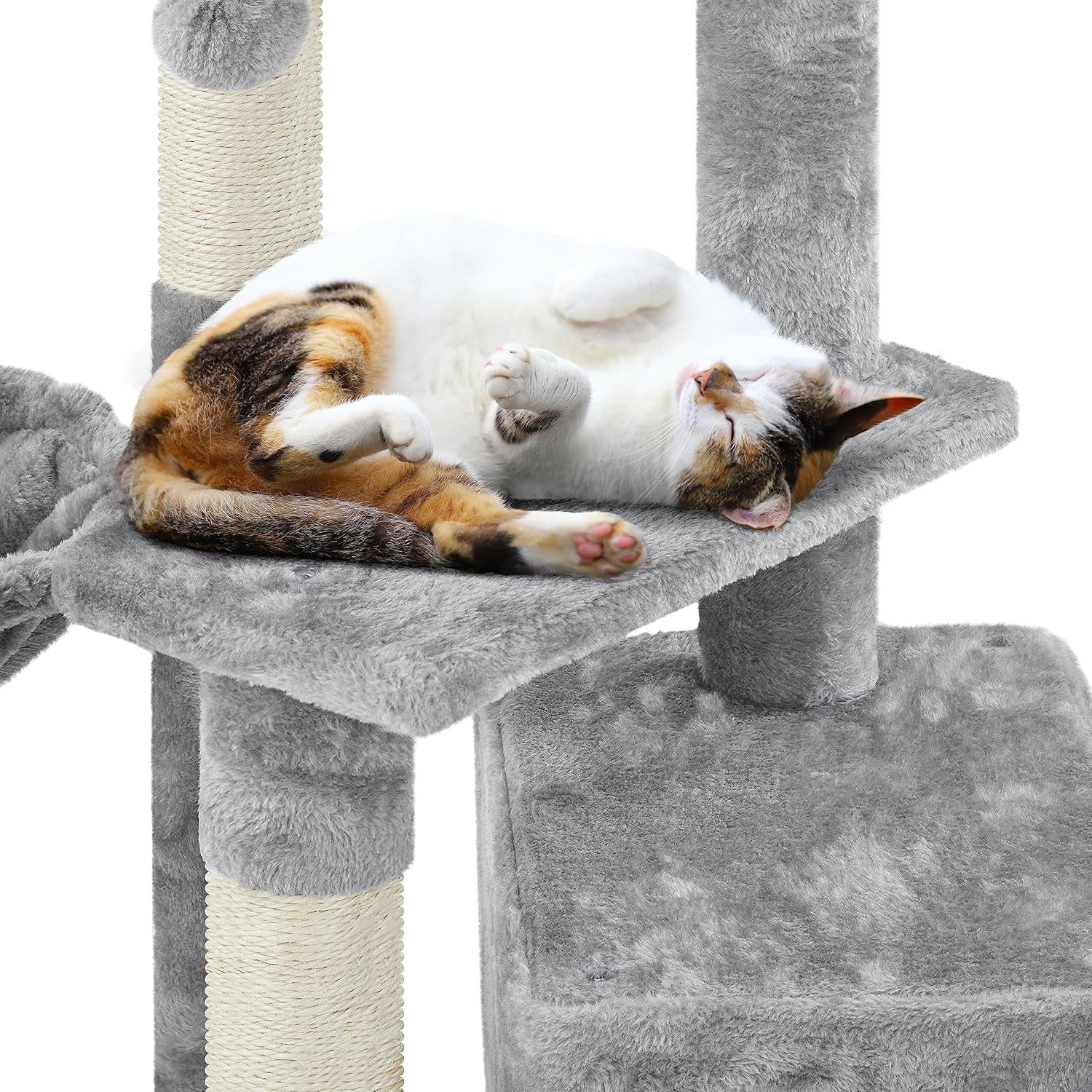 The Modern Minimalist: 34" Modern Cat Tower – Plush Condo, Perch & Nap Basket