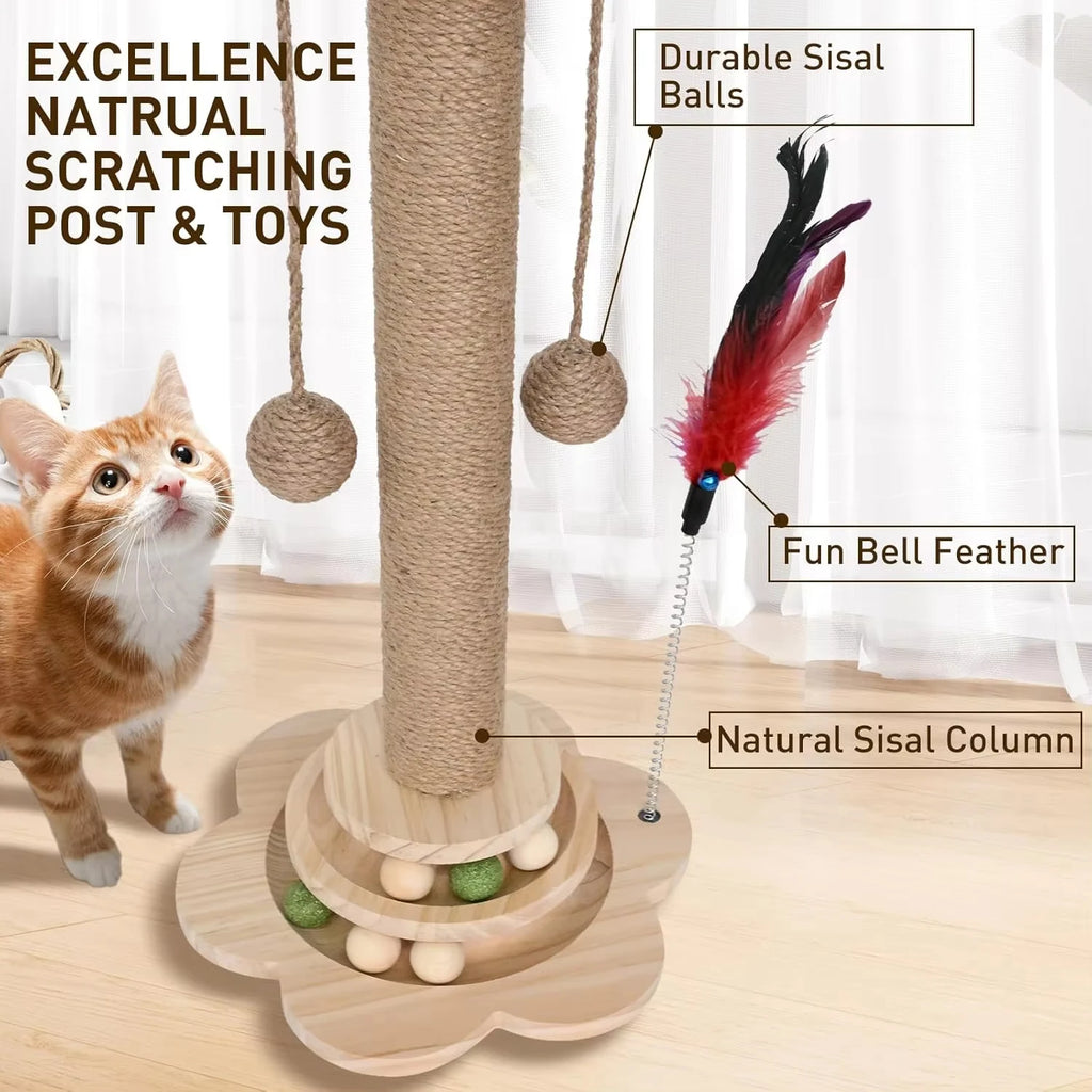 2-in-1 Cat Scratching Post & Play Turntable
