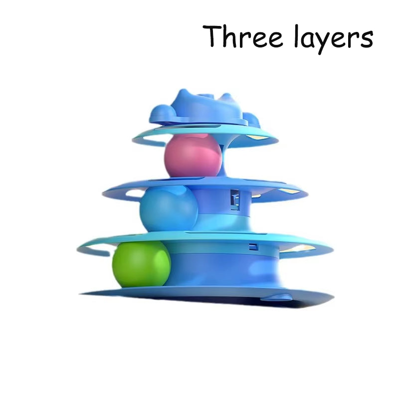 Interactive 3-Tier Cat Track & Feather Toy