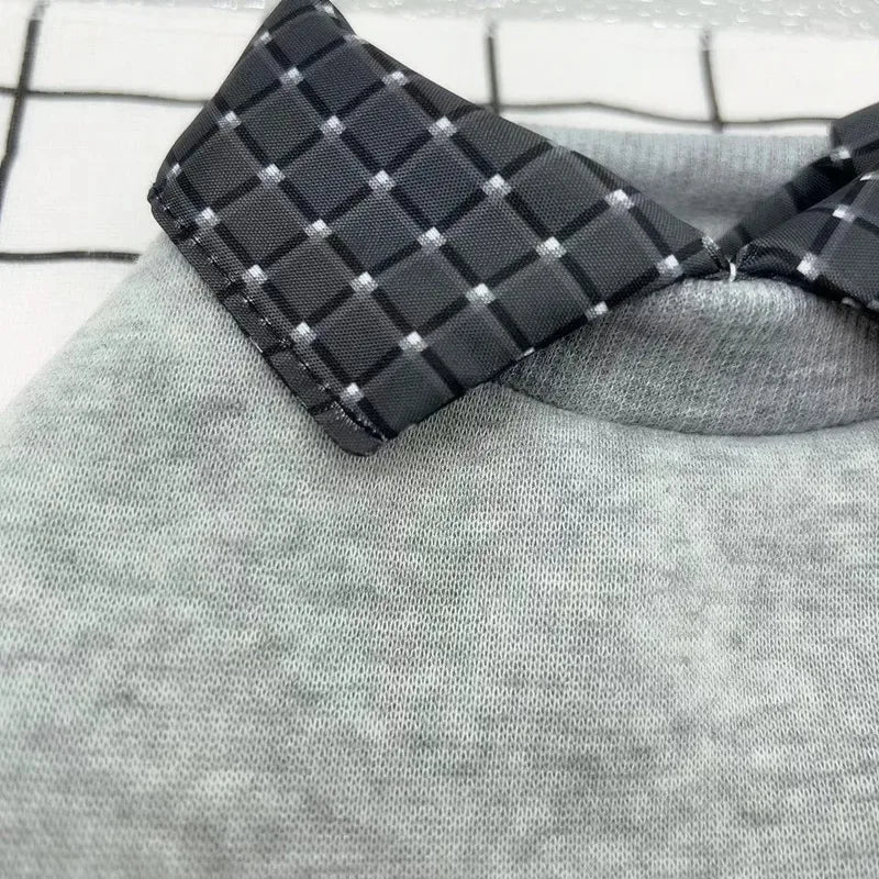 Classic Plaid Dog Shirt with Patchwork Detail