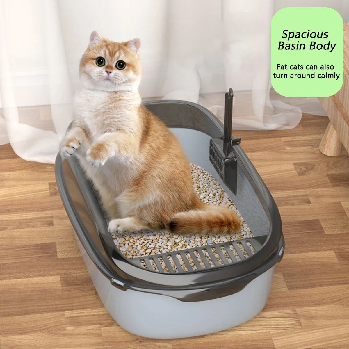 High-Side Cat Litter Box with Scoop