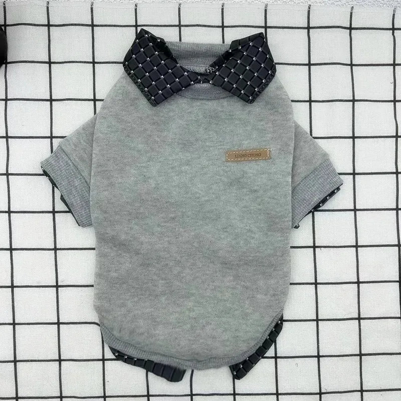 Classic Plaid Dog Shirt with Patchwork Detail