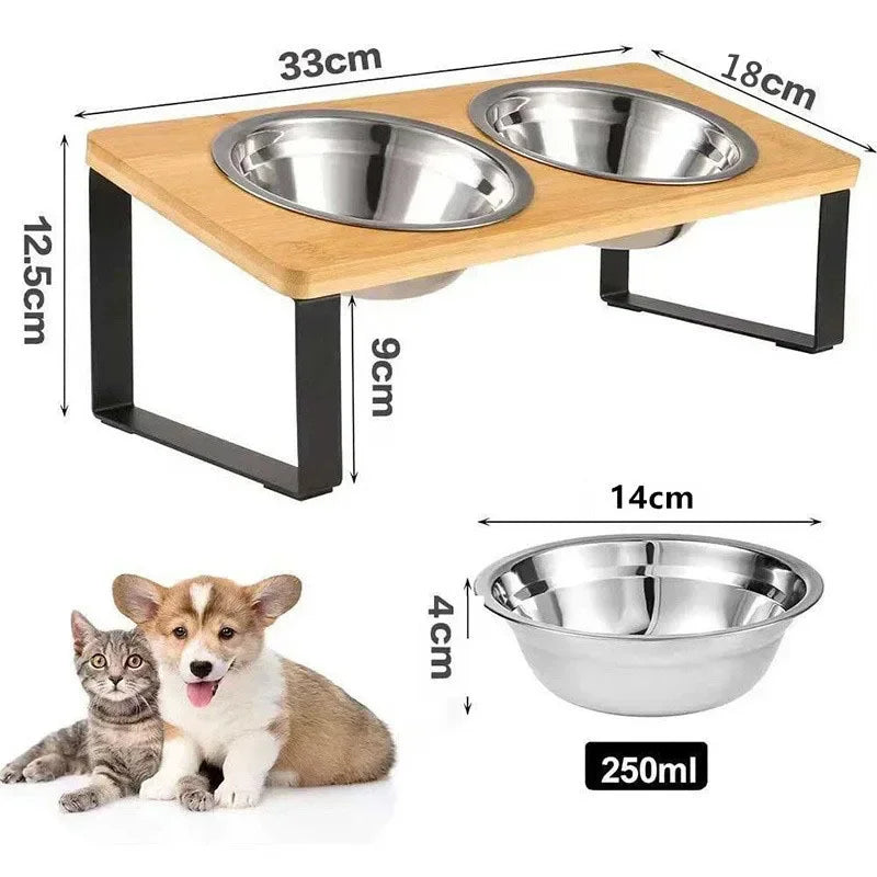 Elevated Wooden Pet Bowl Stand