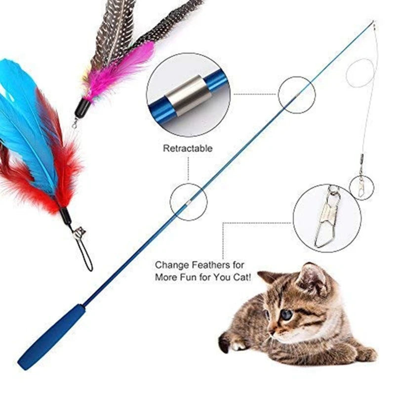 3-Tier Telescopic Kitty Wand – Extendable Fishing Pole Toy for Active Play and Exercise