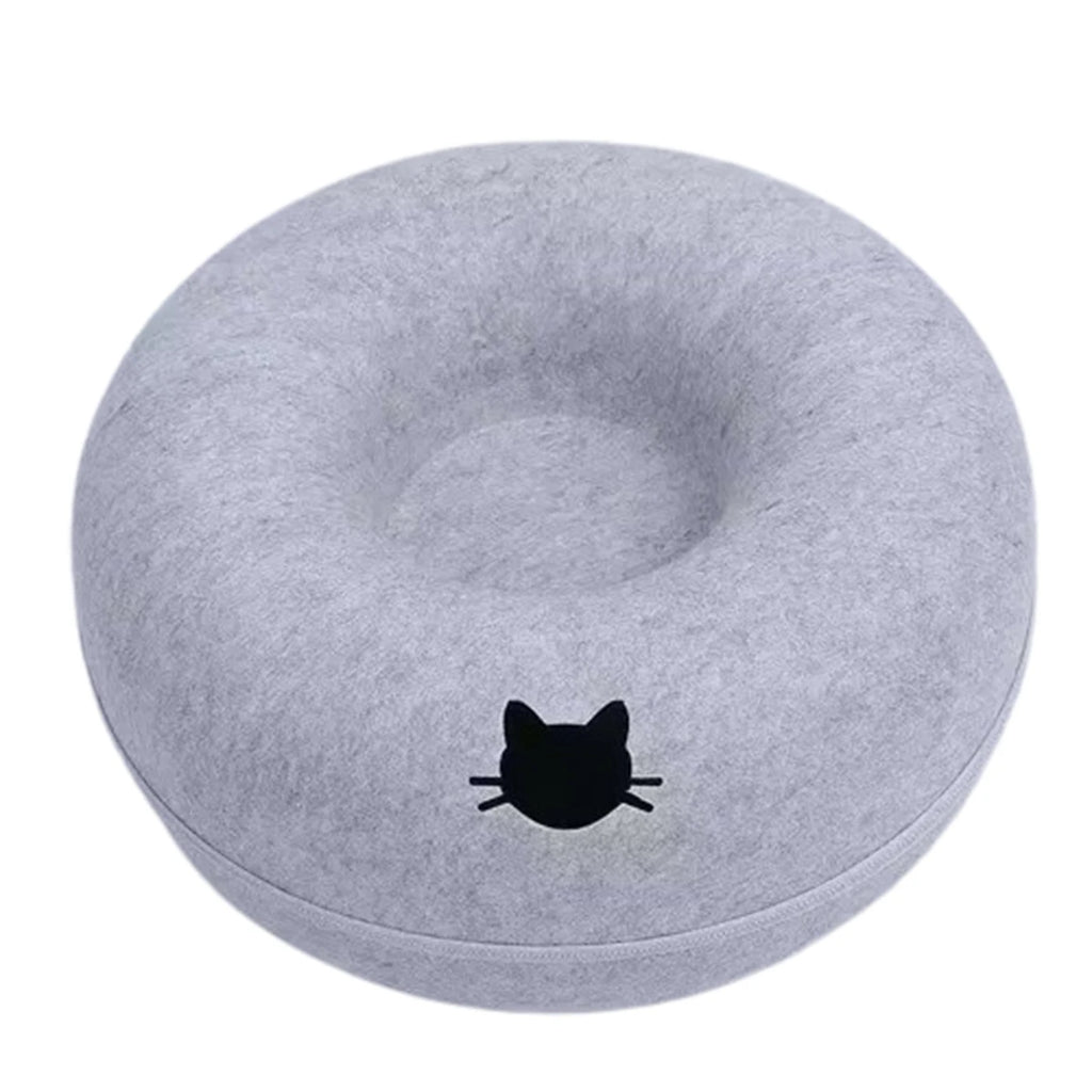 2-in-1 Felt Cat Tunnel & Donut Bed