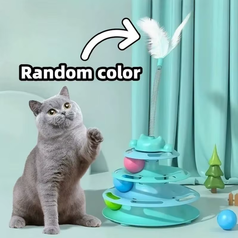 Interactive 3-Tier Cat Track & Feather Toy