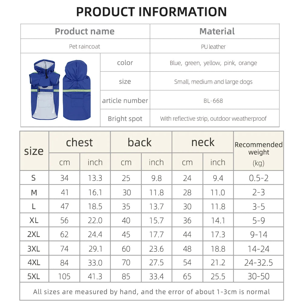 Hooded Waterproof Dog Raincoat