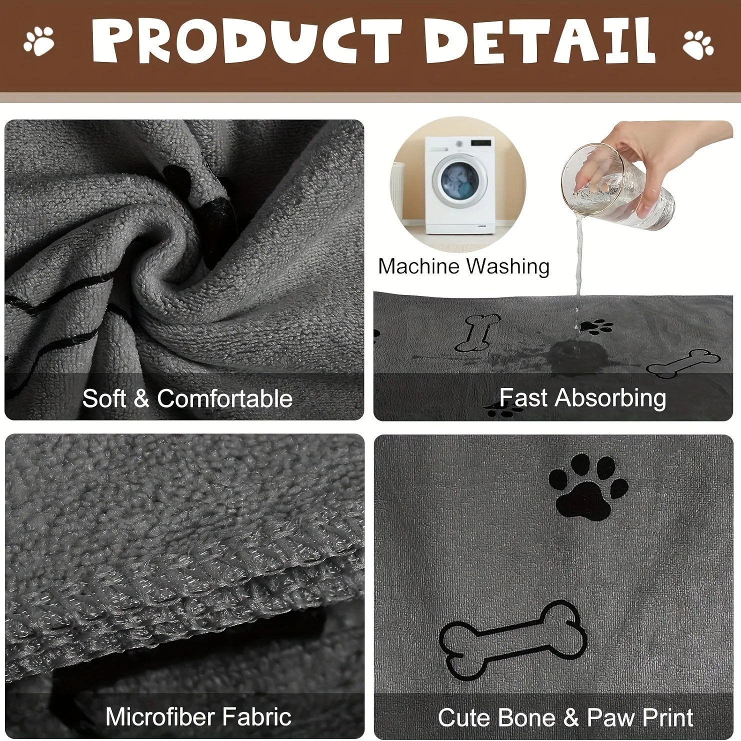 Quick-Drying Pet Microfiber Bath Towel