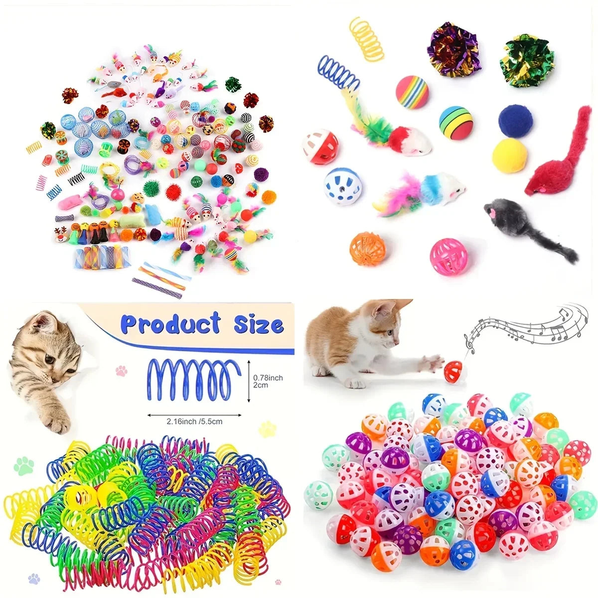 56Pcs/28Pcs/14Pcs Ultimate Multi-Cat Plush & Plastic Toy Set