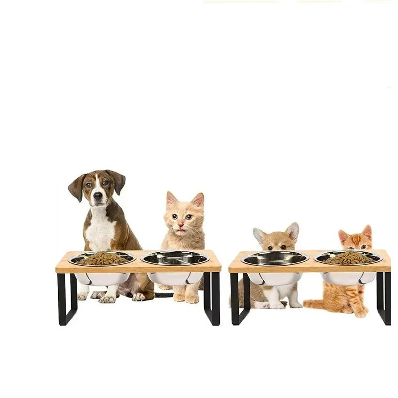 Elevated Wooden Pet Bowl Stand