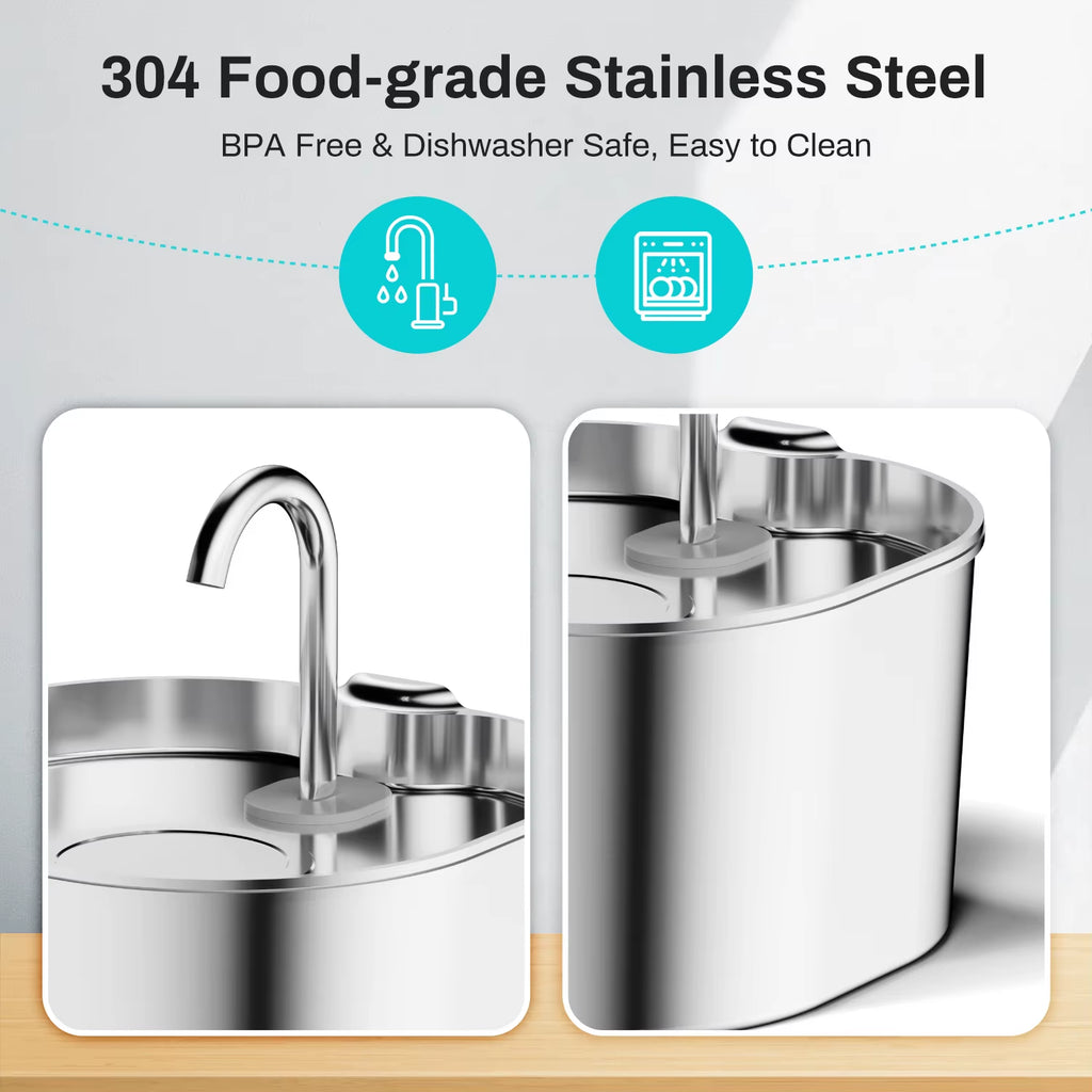 2.2L Stainless Steel Automatic Cat Water Fountain