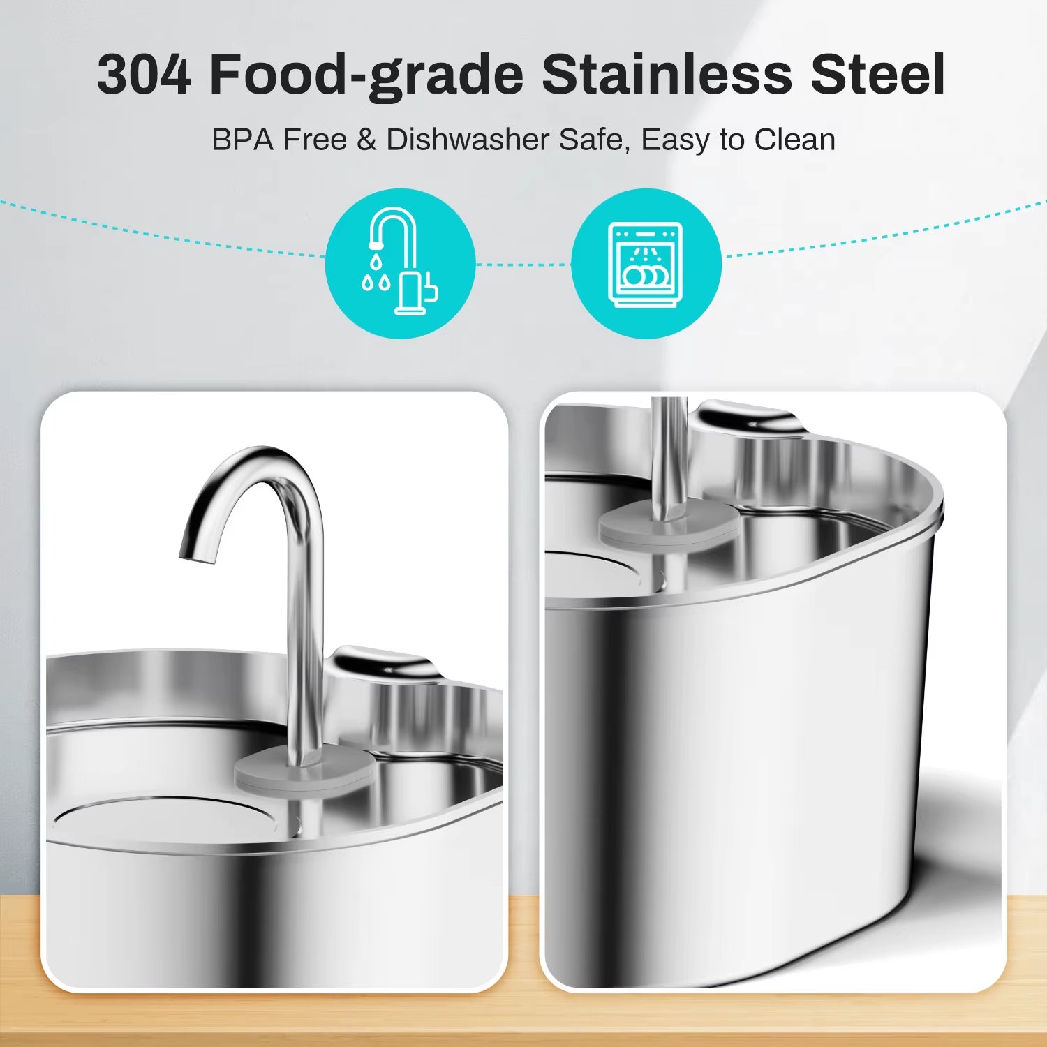 2.2L Stainless Steel Automatic Cat Water Fountain