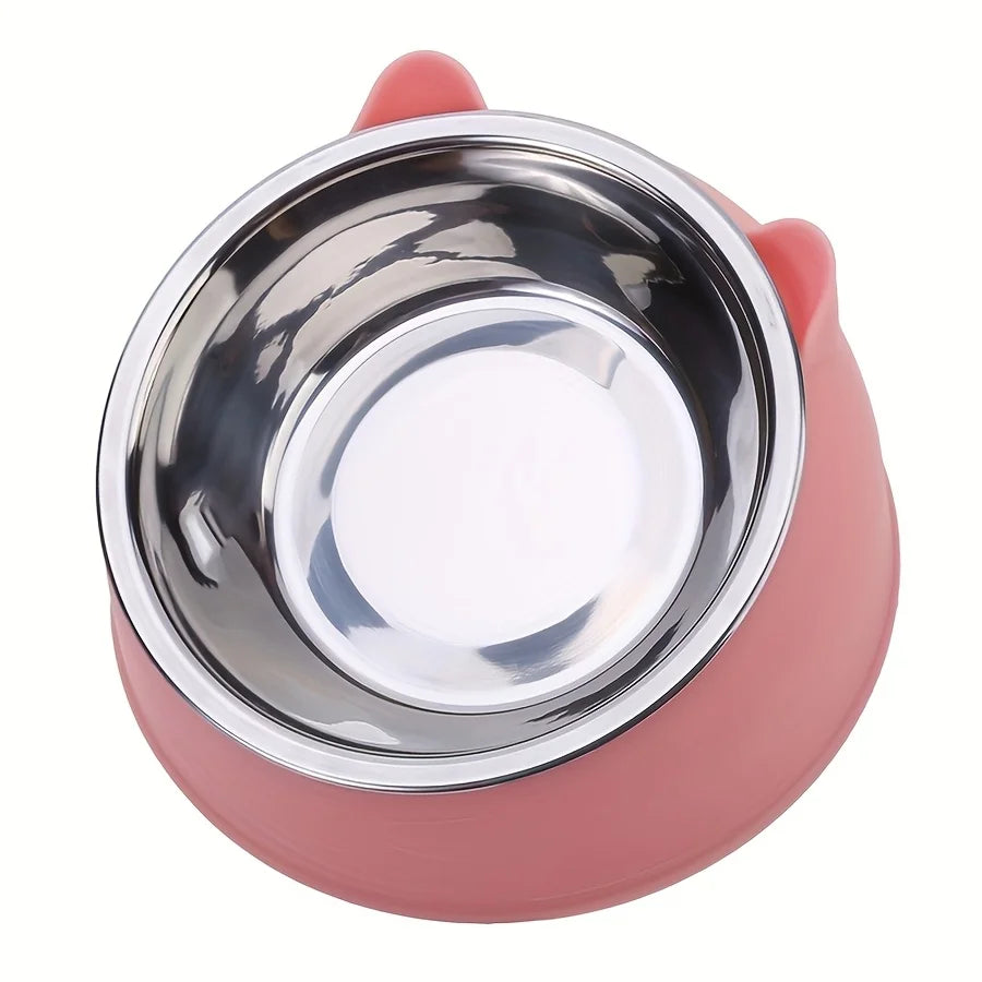 Elevated Tilted Stainless Steel Cat Food & Water Bowl