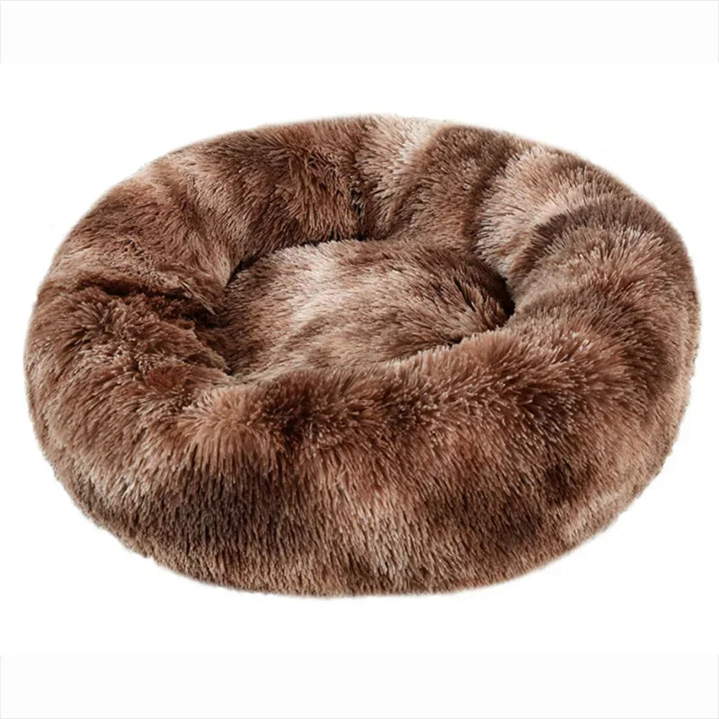 Plush Round Pet Bed - Self-Warming Donut Cuddler for Dogs & Cats