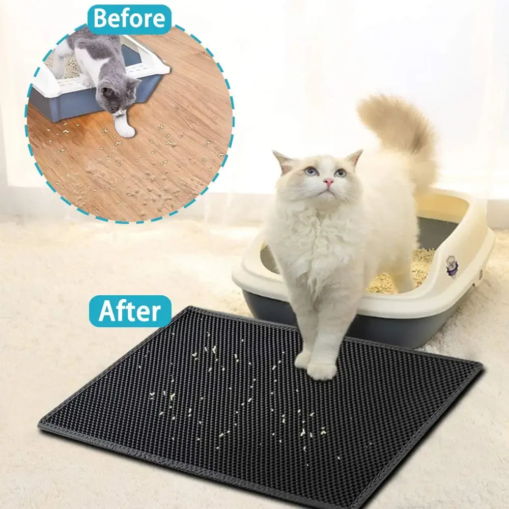 The Ultimate Litter Trapping Mat: Double-Layer Waterproof Protection for Cats