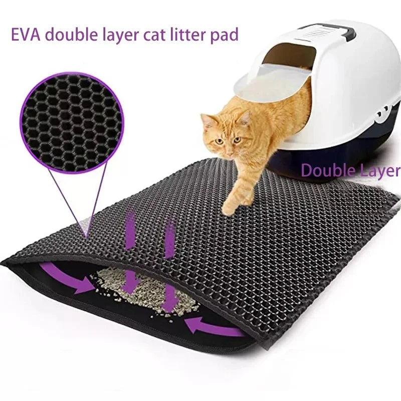 The Ultimate Litter Trapping Mat: Double-Layer Waterproof Protection for Cats