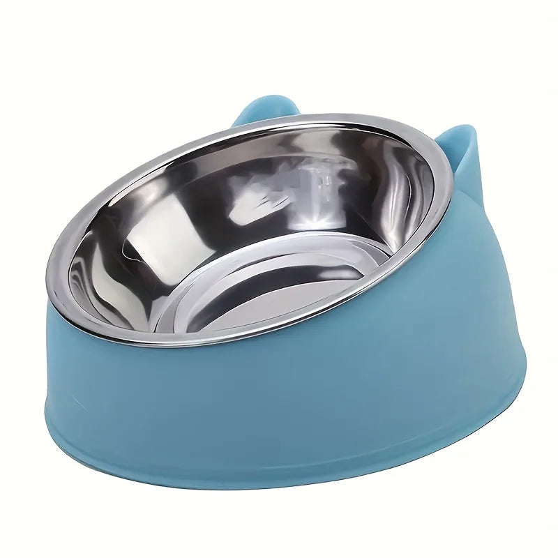 Elevated Tilted Stainless Steel Cat Food & Water Bowl