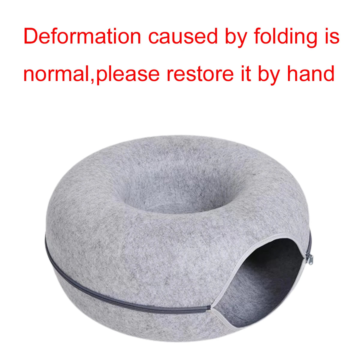 2-in-1 Felt Cat Tunnel & Donut Bed