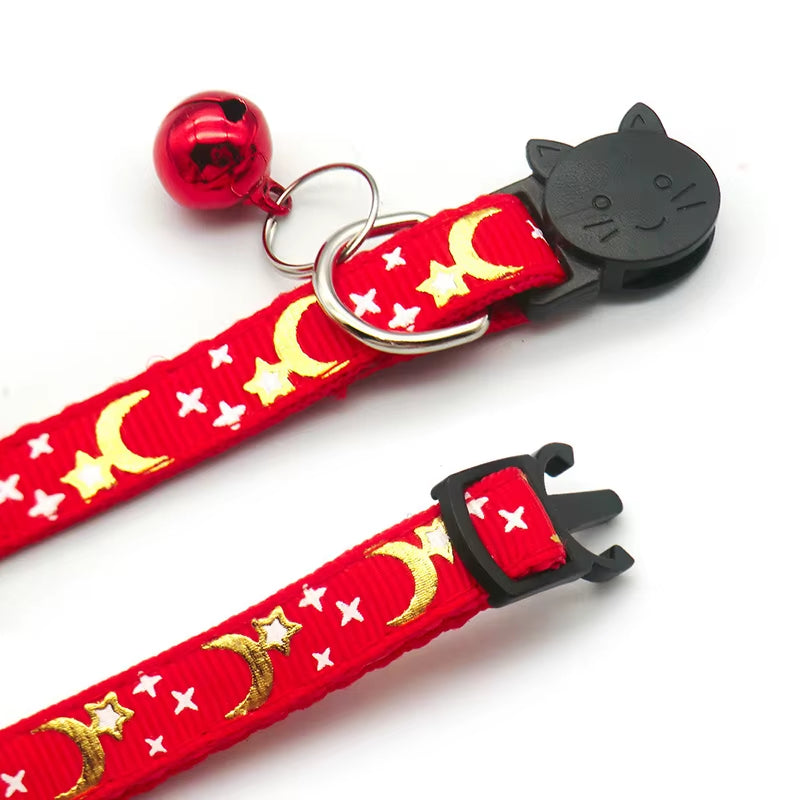 Gold Stars & Moon Adjustable Cat Collar