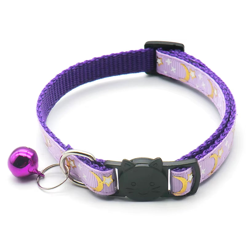 Gold Stars & Moon Adjustable Cat Collar
