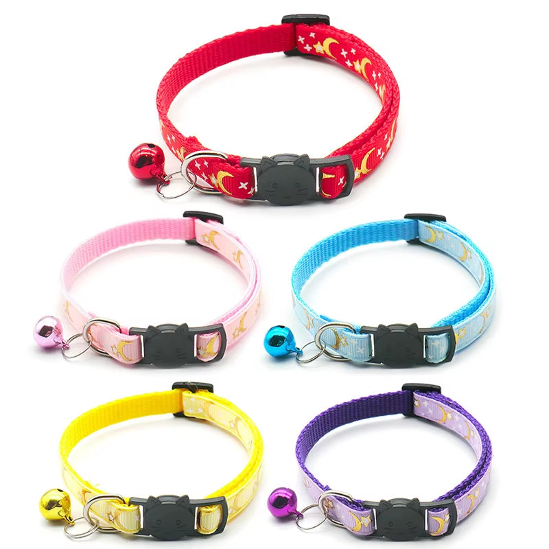 Gold Stars & Moon Adjustable Cat Collar