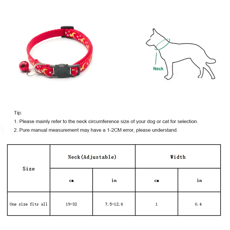 Gold Stars & Moon Adjustable Cat Collar